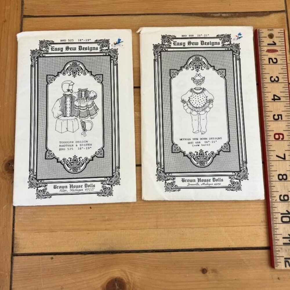 Brown House Dolls 2 Sewing Patterns Newborn #460 and Toddler Boy  Girl #525